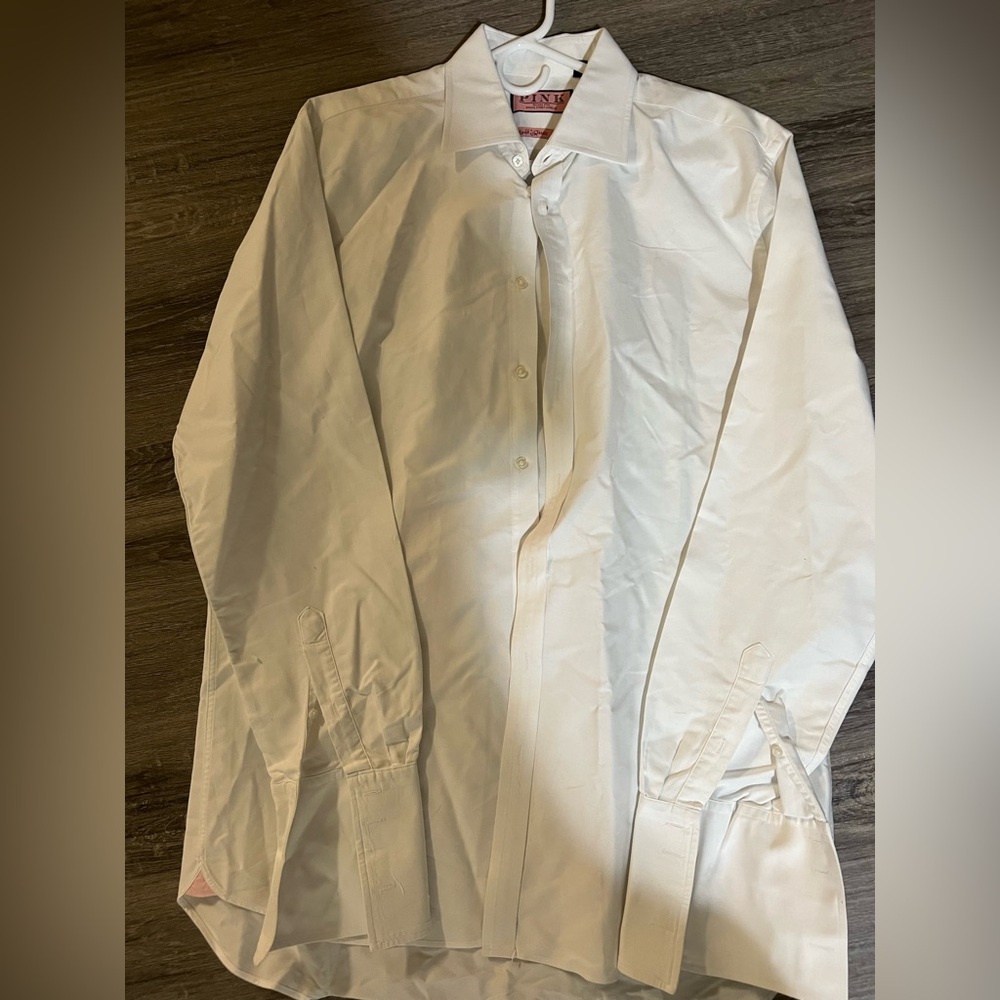 Thomas Pink White + Striped Dress Shirts Crisp Formal Design (Bundle!)